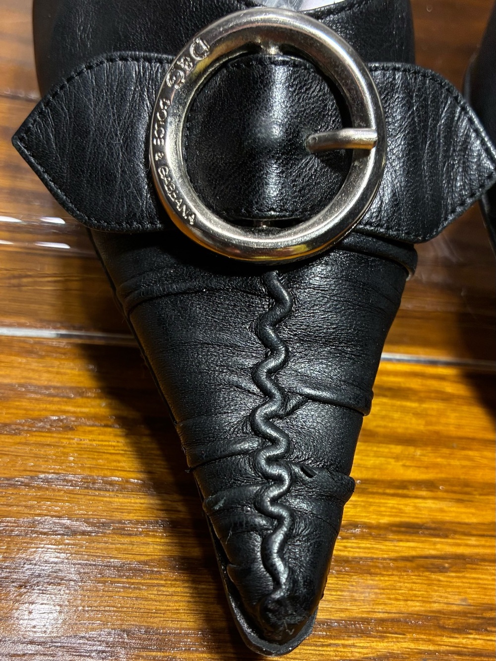 Y2K VTG D&G Dolce & Gabbana Buckle Pointed Toe Kitten Heel Pumps EU 35.5 US 5.5 - Picture 8 of 16